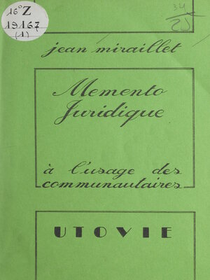 cover image of Mémento juridique à l'usage des communautaires